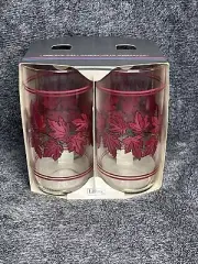 4 Vintage NOS Libbey 17oz Cooler Glasses Suburban Leaves #808