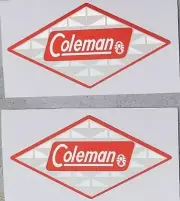 TWO NEW COLEMAN REPLACEMENT FOIL DIAMOND DECAL LANTERN STOVE COOLER WATER JUG