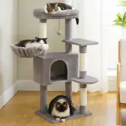 Cat Tree Tower Condo w/ Hammock, Plush Perch, Scratching Posts & Toy for Cats