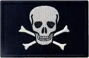 [EmbTao] Pirate Flag of Jolly Roger Patch Embroidered Applique Fastener Hook & Loop Emblem