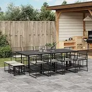 Garden Dining Set with Cushions, Outdoor Patio Furniture for Lawn, Deck and Garden, Rattan Table and Chairs, 13 Piece