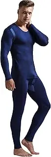 [Ouruikia] Men's Thermal Underwear Set Base Layer Set Tops & Long Johns Thermals Base Layer with Separate Pouch