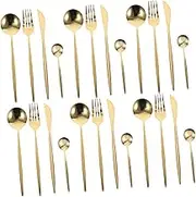 BUGUUYO Stainless Steel Cutlery Set 24 Piece Dinnerware Kit for Parties Hostess Serving Utensils Reusable Steak Western Food Utensils