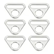 6Pcs 0.98 Inch Triangle Buckle Adjuster D Ring Triangle Buckles Silver White
