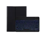 iPad Bluetooth Keyboard Case with 7 Colors Backlit Retro Round Keys for iPad 9.7/10.2/10.5 - Black