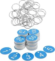 Gadpiparty Plastic Number Discs 1-30 Round Sticker Tags Metal Ring Key Tags for Label