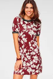 Urban Stripe Rib Floral Print Dress - Size 14 - Womens