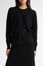 Johnstons of Elgin Cashmere Crewneck Cardigan in Black at Nordstrom, Size X-Small