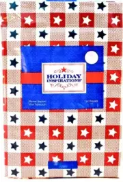 Stars Tablecloth,Checks,Red/White/Blue,Vinyl,Flannel backed,52"x90"