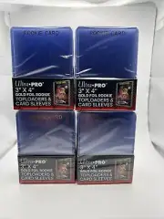 Ultra Pro 3X4 GOLD FOIL ROOKIE 35pt Toploaders & Card Sleeves 4 Pack of 25 = 100