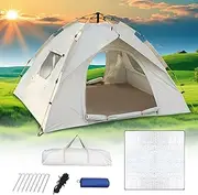 2-4 Seater Camping Tent with Moisture Absorbing Pad, Camping Tent, Pop Up Tent, Ultralight, UV Protected, Waterproof, Insulating, for Backpacking, Hiking and More