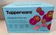 TUPPERWARE Heritage All-In Bowl Container Base & Lids 30pc Set Pink *SEALED*