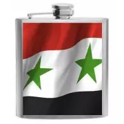 Syria Flag Stainless Steel Hip Flask 6oz