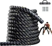 Battle Rope for Fitness Gym Exercise Training Rope 1.5Inch 30Ft Heavy Workout Rope with Anchor Strap Kit for Strength Training Home Outdoor Use