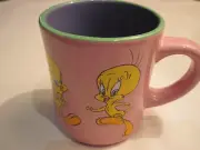 Vtg Warner Brothers 1998 Tweety Bird Pink Coffee Mug Cup 4 Images Unused