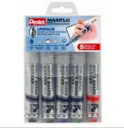 5 x Pentel Maxiflo Broad Bullet Point Tip Pump Action Whiteboard Marker