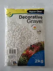 Aqua One Decorative Gravel White 7mm 2kg Artificial Aquarium Substrate Pebbles