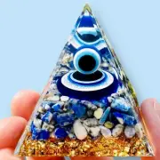 Pyramid Evil-Eye Benevolent Luck Protection Orgone Paperweight Chakras
