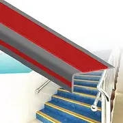 ZTZBFGM Stair Edge Protector, Self Adhesive Stair Edge Protector, Stair Edging, L-Shape Step Edge Trim Strips Non-Slip and Waterproof Outdoor Indoor Staircases,Grey~red,354.33in