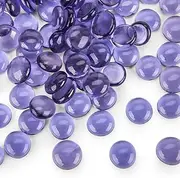 FUTUREPLUSX 1LB Purple Flat Glass Marbles, Premium Purple Aquarium Rocks Fish Tank Gravel Stones Bulk Pebbles Decorative Beads for DIY Crafts Vase Fillers Table Scatter Decor
