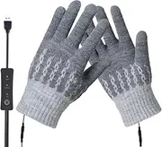 [Buhyujkm] Heated Gloves, Hiking Cycling USB Hand Warmers, 3 Levels Adjustable Cold Weather Gloves, Removable Heated Snowboard Gloves for Outdoor Cycling Driving (23 x 13.5cm)