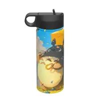在飛比找蝦皮購物優惠-日本動漫龍貓Totoro 運動保溫水瓶帶吸管保溫壺 18OZ