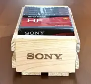 10 Pack Blank Audio Cassette Tape SONY HF 90 Normal BIAS In Wood Crate Case