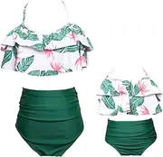 [OMZIN] Monther and Daughter Tankinis Swimsuit Family Matching Bikini Set Two-Piece Swimwear
