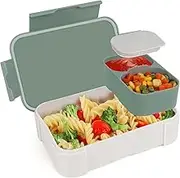 FANCILLA Bento Box for Kids Adults, Leak-Proof Lunch Snack Box Containers with Removable Compartment, Reusable Lunchable Container for School Work Travel, Dishwasher Safe, BPA-Free (Khaki Green)