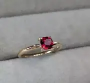 2.05 Ct Cushion Cut Natural Ruby Proposal Diamond Ring 14K solid Yellow gold