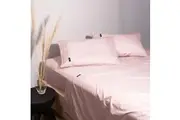 Linea Home King Bed Fitted Flat Sheet Set 1500TC Cotton Rich Rose Water