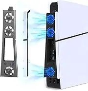 AriKroii Fan for PS5 Slim, Cooling Fan with 2 Wind Speeds, LED Light, USB 3.0, Adjustable Wind Speed, Low Noise, Quick Cooling, Accessories for PS5 Slim Disc/Digital Edition