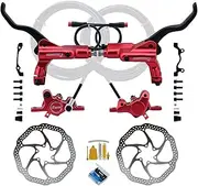 E-Bike Dual Piston Hydraulic Disc Brake Set, 2 Pin Magnetic Sensor Power Off Electric Scooter Disc Brake, Right Mount(Red)