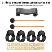 9PCS Finger Mallet Set for Tongue Drum with Mallets Finger Sleeves Stickers K7J6