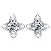 4PCS Copper Earrings Woman Fashion Jewelry Retro Simple Flower Earrings