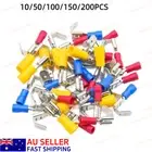 10/200PCS Piggyback Insulated Crimp 6.3mm Spade Terminal 22-10AWG Wire Connector