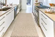 Non Slip Carpet Runner Rug, Machine Washable, PVC Rubber Backing, Plain Beige