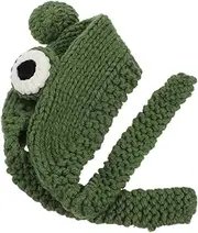 [DEARMAMY] Cute Frog Hat Knit Cap Warm Ear Protective Beanie for Women Design Knitted Yarn Green 55-59cm