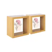 Nicola Spring 3D Deep Box Photo Frames - 4 x 4" - Light Wood - Pack of 2