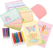 Set of 1 Diy Rainbow Bookmarks Boys and Girls' Paint Set Scratch Painting Paper Watercolor Pens Stickers for Creative Fun