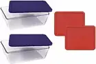 Pyrex Basics Clear Glass Food Storage Dishes, 2 (11-Cup) Oblong Dishes