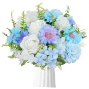 Spring Home Decor Silk Flowers with Stems - 9-Pack Artificial Floral Bouquet