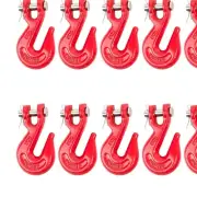 3/8'' G80 Clevis Chain Hook Pack - 10 Hooks, 7,100 lbs Limit for Tough Tasks