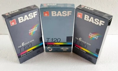 3 Pack BASF Blank VHS Tapes T120 Extra Quality VCR