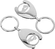 [SAFIGLE] 2pcs Metal Trolley Tokens Key Rings Durable Shopping Cart Tokens Keychain Pendant for Keys Bags for Outdoor Shopping