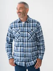 Long Sleeve Flannelette Shirt Light Blue Check