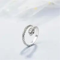 在飛比找蝦皮購物優惠-925純銀戒指 韓版復古泰銀鑲鑽紅寶石眼鏡蛇蛇形動物戒指 女
