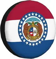 Missouri State Flag Tire Cover,Wheel Cover All-Weather Protection for Trailer,SUV,Truck &More,14 15 16 17 Inches