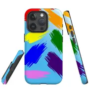 For iPhone 15 Pro Max Case, Shielding Cover, Rainbow Brushes