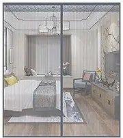 Magnetic Screen Door Mesh Curtain, Magnetic Folding Door Curtain, Hands-Free Entry by Strong Magnets, Tear-Resistant Mesh Keep Bugs Out, Pet and Kid Friendly (Gray 120x210cm)